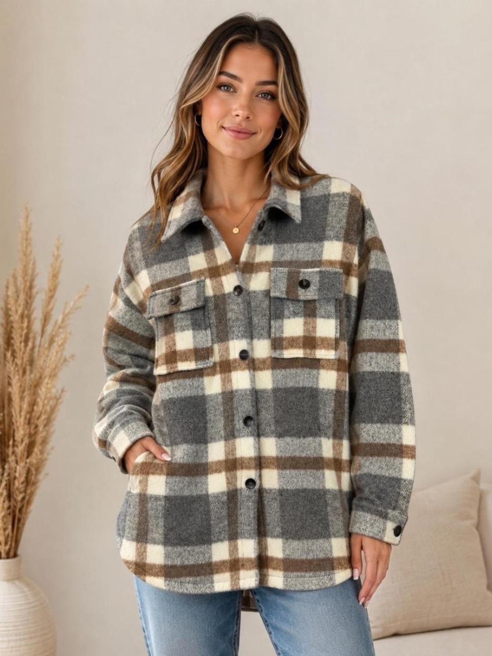 Classic Plaid Shacket Jacket